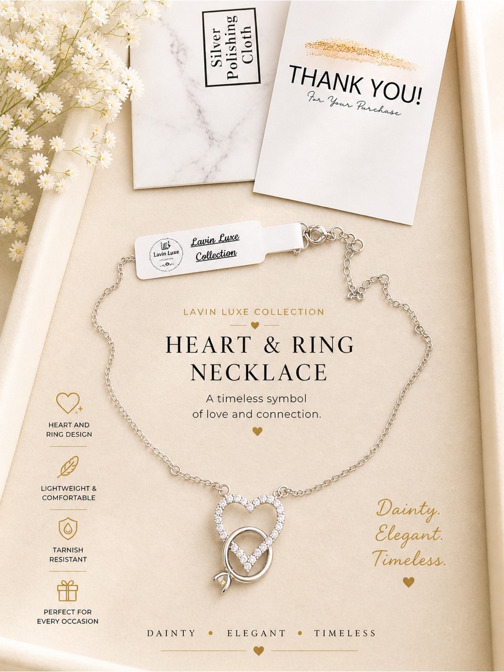 Heart & Ring Necklace - Silver 925